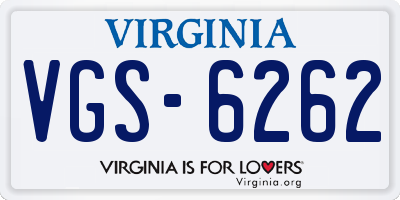 VA license plate VGS6262