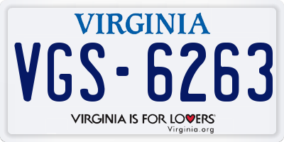 VA license plate VGS6263