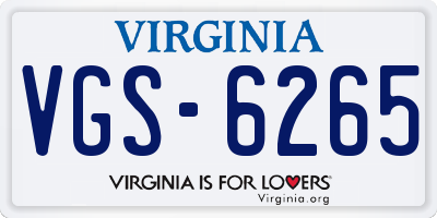 VA license plate VGS6265