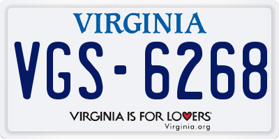VA license plate VGS6268