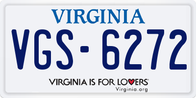 VA license plate VGS6272