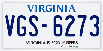 VA license plate VGS6273