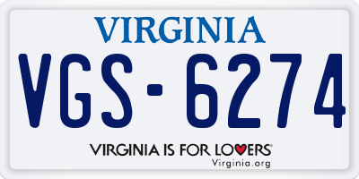 VA license plate VGS6274