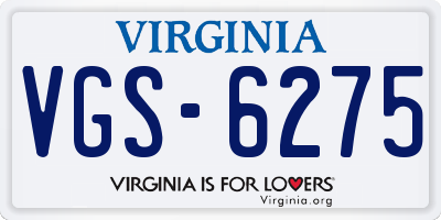 VA license plate VGS6275