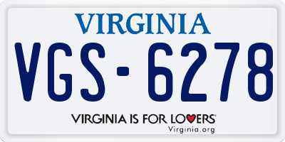 VA license plate VGS6278