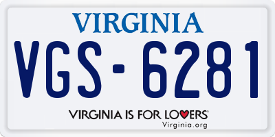 VA license plate VGS6281