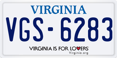 VA license plate VGS6283