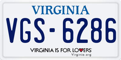 VA license plate VGS6286