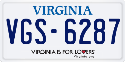 VA license plate VGS6287