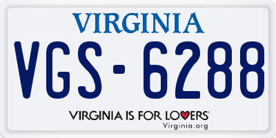 VA license plate VGS6288
