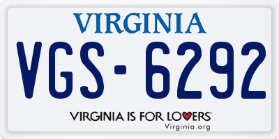 VA license plate VGS6292