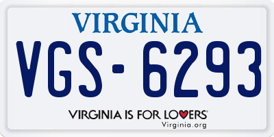 VA license plate VGS6293