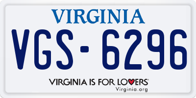 VA license plate VGS6296