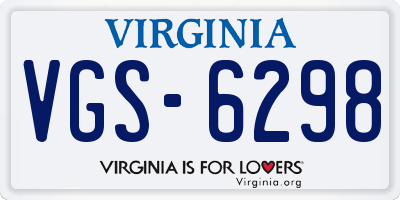 VA license plate VGS6298