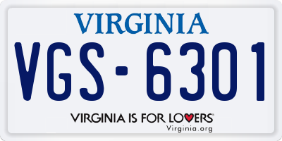VA license plate VGS6301