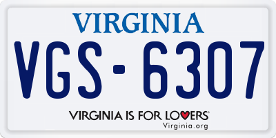 VA license plate VGS6307