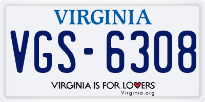 VA license plate VGS6308