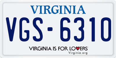 VA license plate VGS6310