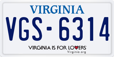 VA license plate VGS6314
