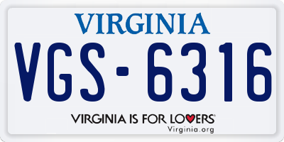 VA license plate VGS6316