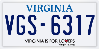 VA license plate VGS6317