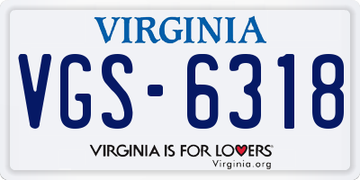 VA license plate VGS6318