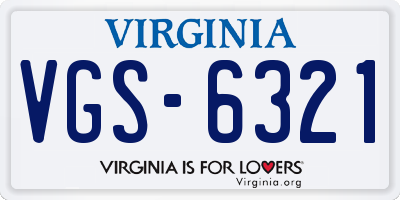 VA license plate VGS6321