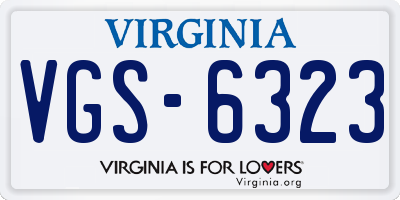VA license plate VGS6323