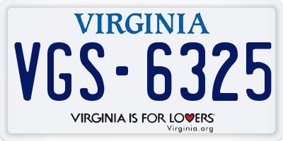 VA license plate VGS6325