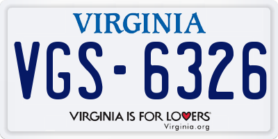 VA license plate VGS6326