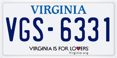 VA license plate VGS6331