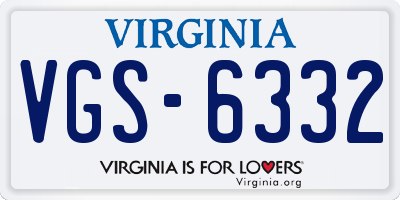 VA license plate VGS6332