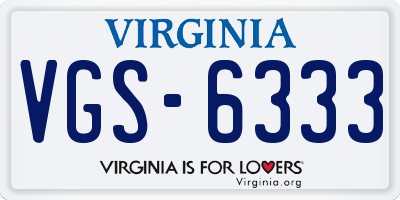 VA license plate VGS6333