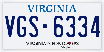 VA license plate VGS6334
