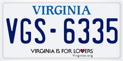 VA license plate VGS6335