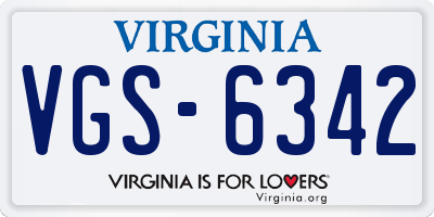 VA license plate VGS6342