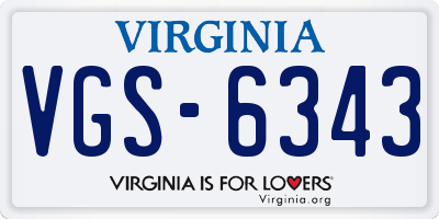 VA license plate VGS6343