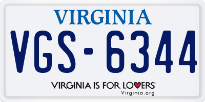 VA license plate VGS6344