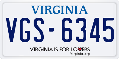 VA license plate VGS6345