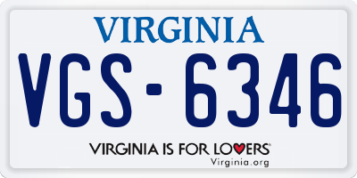 VA license plate VGS6346
