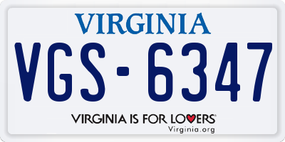 VA license plate VGS6347