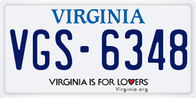 VA license plate VGS6348