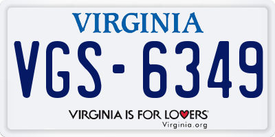 VA license plate VGS6349