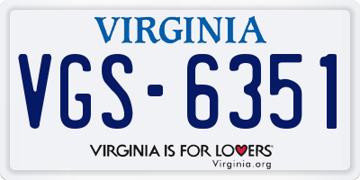 VA license plate VGS6351