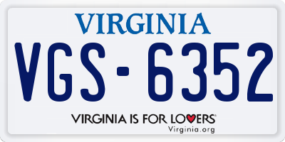 VA license plate VGS6352