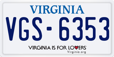 VA license plate VGS6353