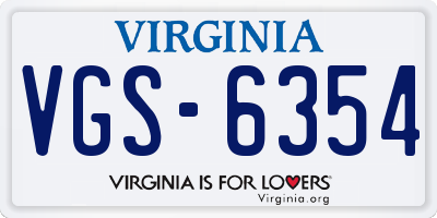 VA license plate VGS6354