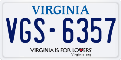 VA license plate VGS6357