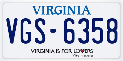 VA license plate VGS6358