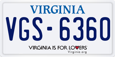 VA license plate VGS6360
